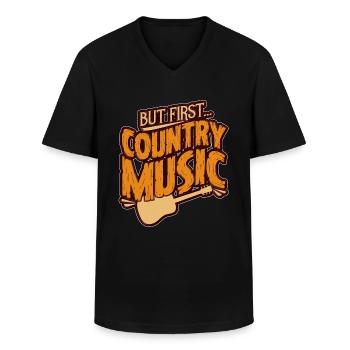 Country Musik Gitarre - Männer-T-Shirt mit V-Ausschnitt - Schwarz - Vorne - AI Model Male 178 dark (178cm)