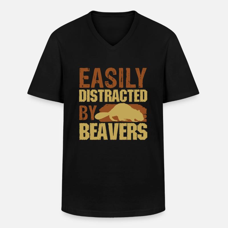 Biber - Männer-T-Shirt mit V-Ausschnitt - Schwarz