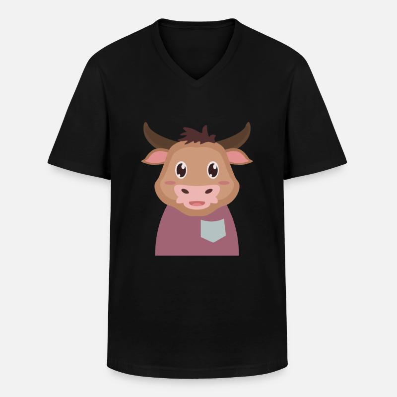 Kuh Bulle - Männer-T-Shirt mit V-Ausschnitt - Schwarz