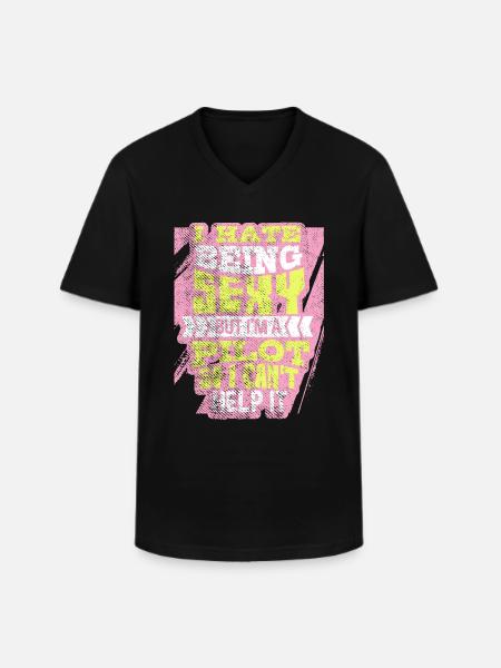 Sexy pilot - Men's V-Neck T-Shirt - black