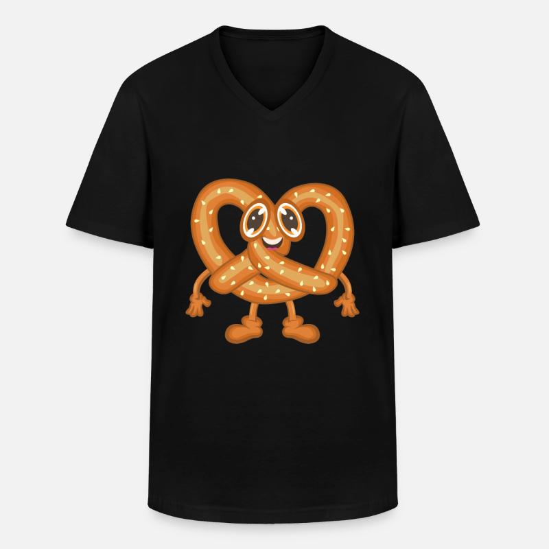 Brezel - Männer-T-Shirt mit V-Ausschnitt - Schwarz