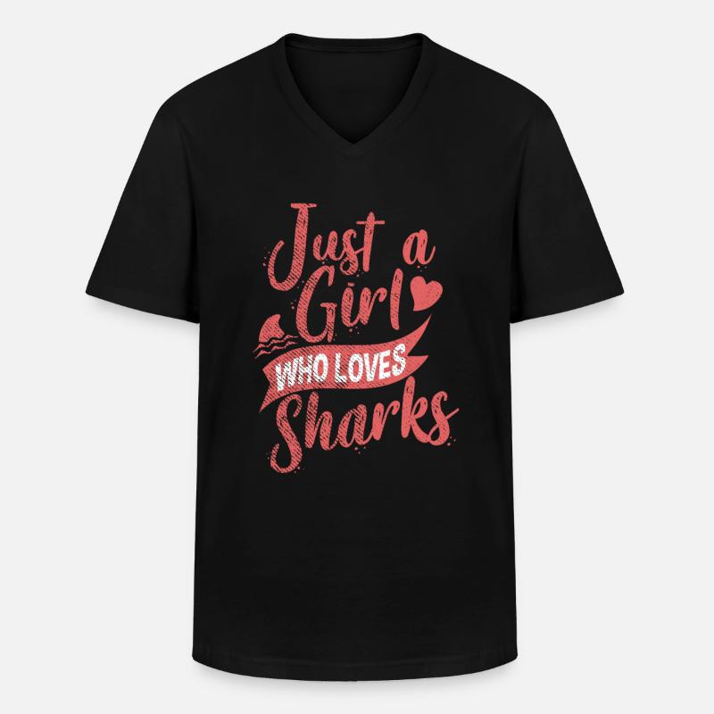 Hai Mädchen - Männer-T-Shirt mit V-Ausschnitt - Schwarz