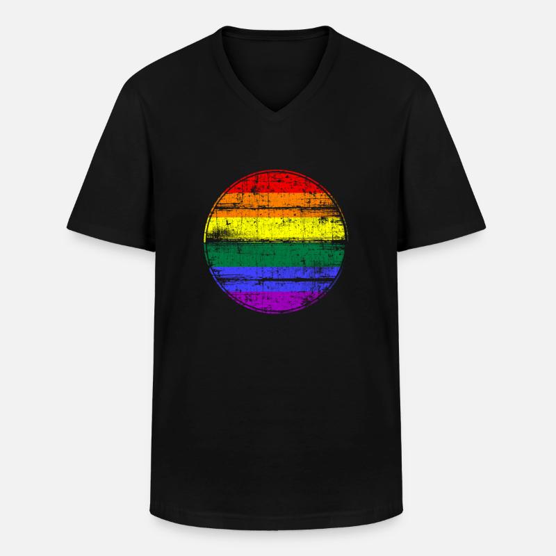 LGBT Regenbogenfahne - Männer-T-Shirt mit V-Ausschnitt - Schwarz