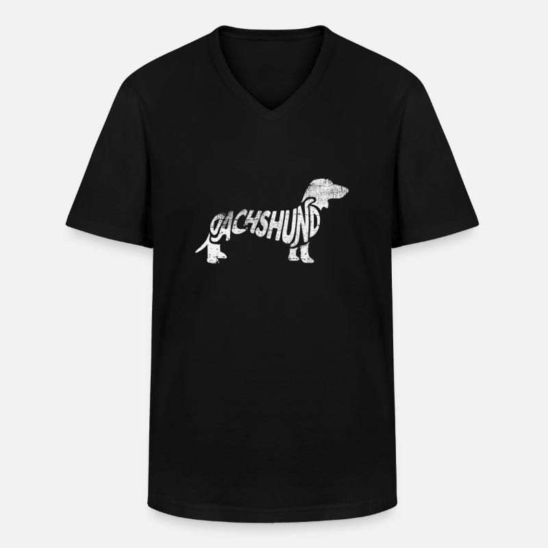 Dackel - Männer-T-Shirt mit V-Ausschnitt - Schwarz