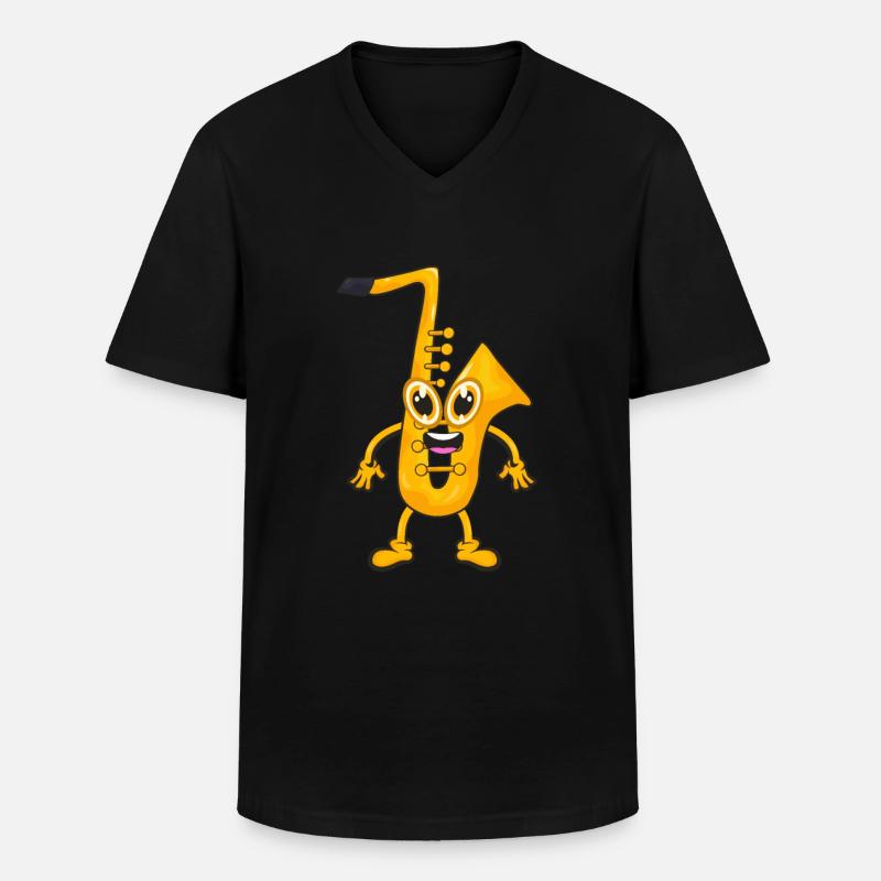Saxofon - Männer-T-Shirt mit V-Ausschnitt - Schwarz