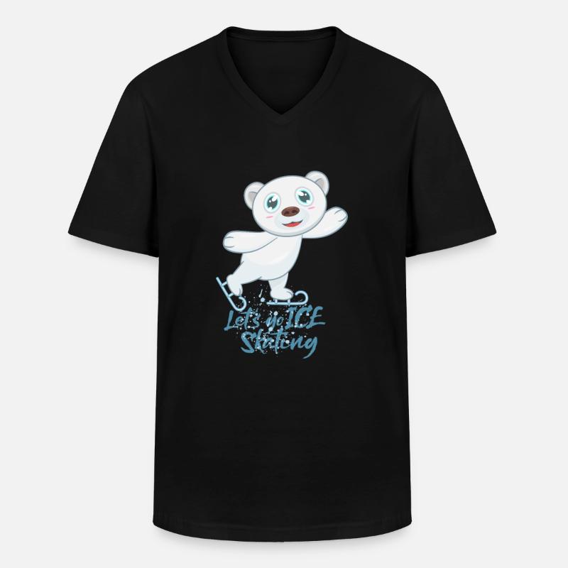 Eislaufen Schlittschuhe Eisbär - Männer-T-Shirt mit V-Ausschnitt - Schwarz
