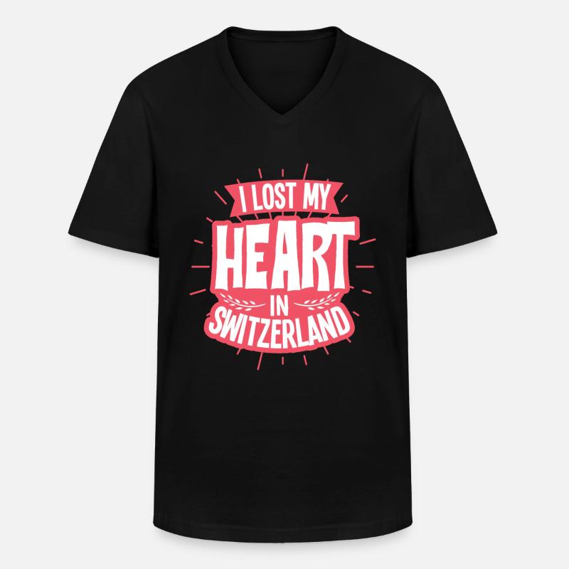 Schweiz - Männer-T-Shirt mit V-Ausschnitt - Schwarz