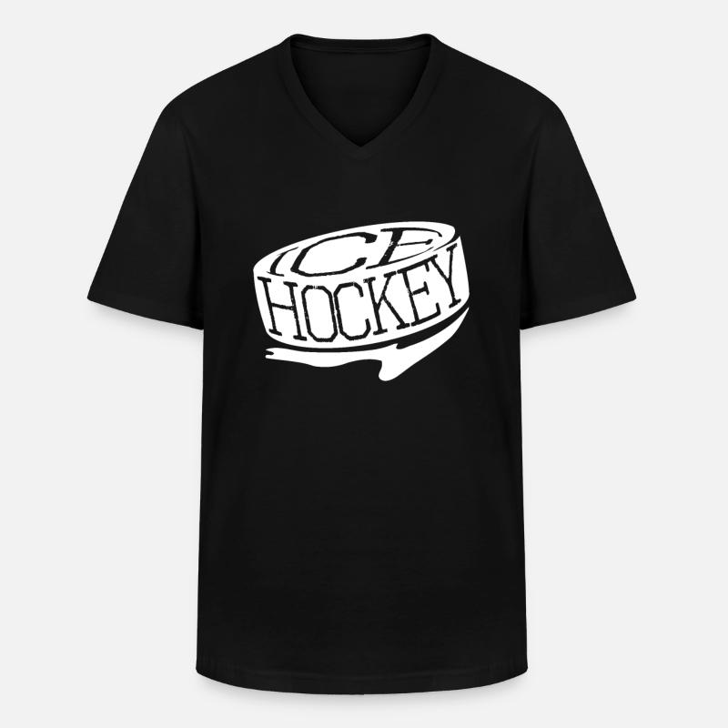 Eishockey - Männer-T-Shirt mit V-Ausschnitt - Schwarz