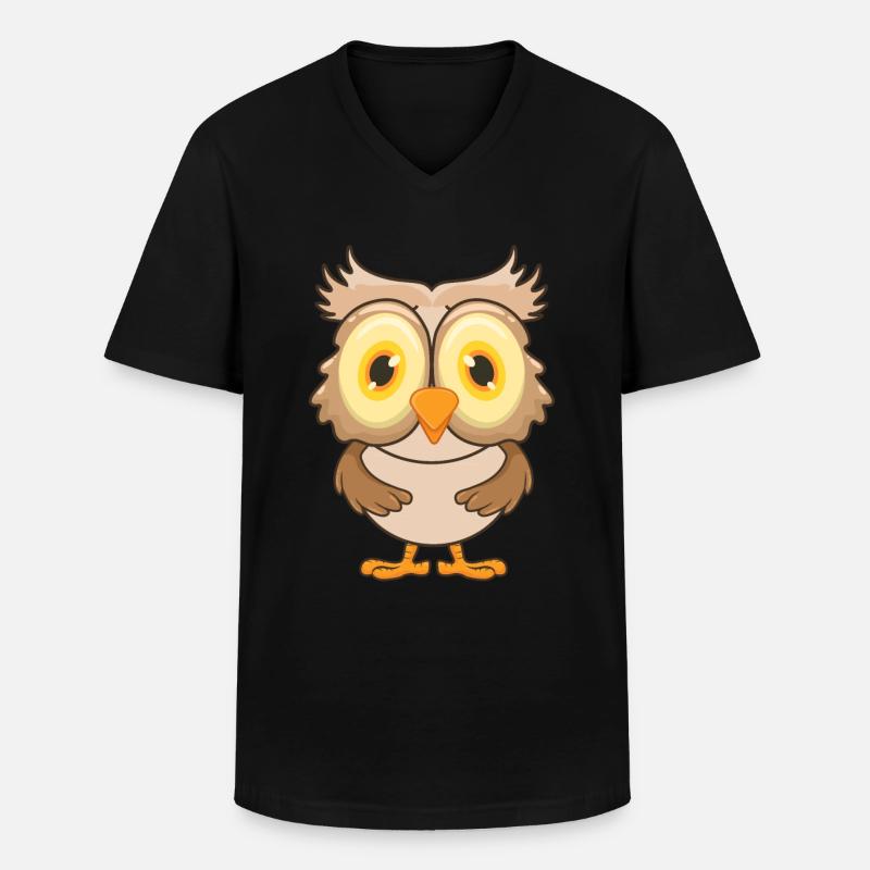 Eule - Männer-T-Shirt mit V-Ausschnitt - Schwarz