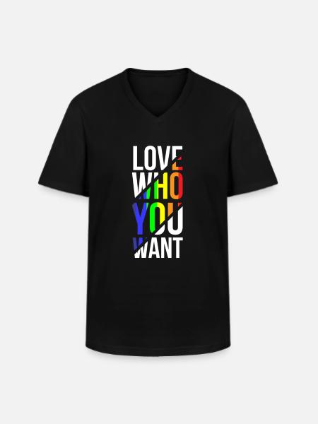 Gay Pride - T-shirt col V Homme - noir