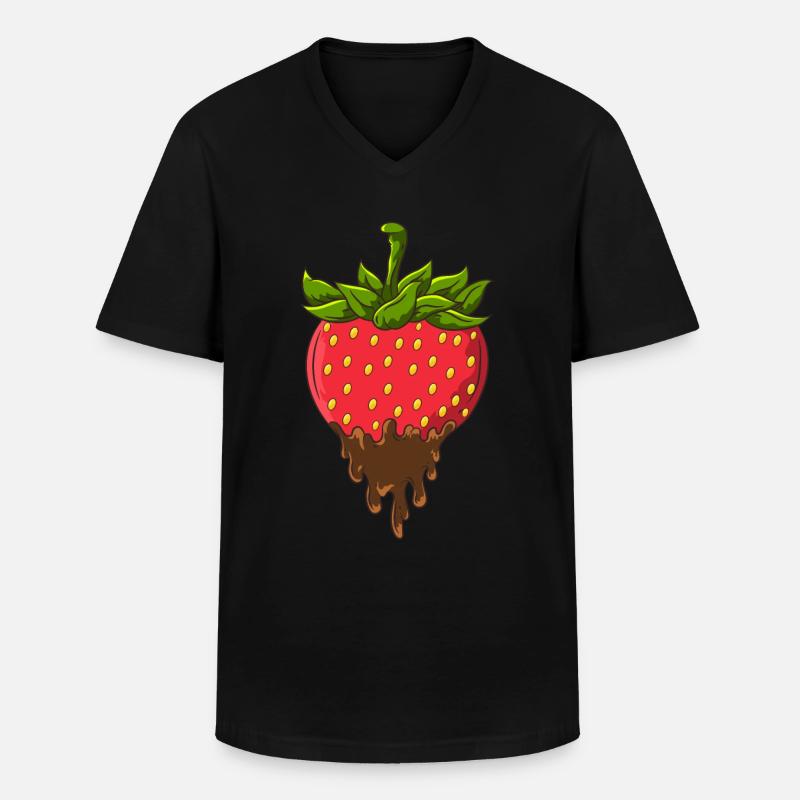 Erdbeere mit Schokolade - Männer-T-Shirt mit V-Ausschnitt - Schwarz