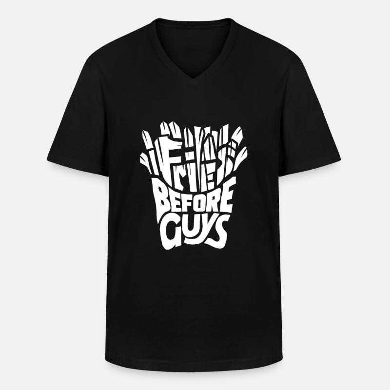 Pommes - Männer-T-Shirt mit V-Ausschnitt - Schwarz