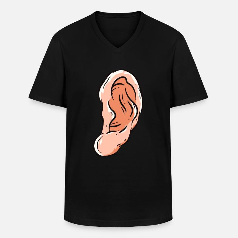 Ohr - Männer-T-Shirt mit V-Ausschnitt - Schwarz