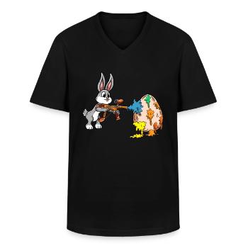 Easter Easter egg dyeing - Men's V-Neck T-Shirt - black - Front - AI Model Male 178 dark (178cm)