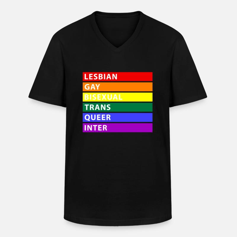 LGBTQI Regenbogen - Männer-T-Shirt mit V-Ausschnitt - Schwarz