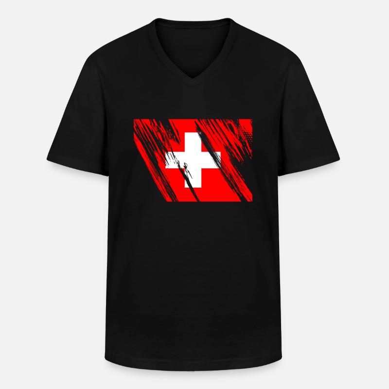 Schweiz - Männer-T-Shirt mit V-Ausschnitt - Schwarz