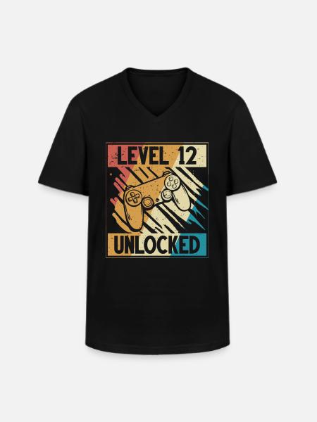 12th Födelsedag spelare 12 år - T-shirt med V-ringning herr - svart