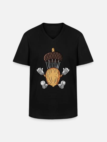 Fallschirm Eichel Eiche Baum - Männer-T-Shirt mit V-Ausschnitt - Schwarz