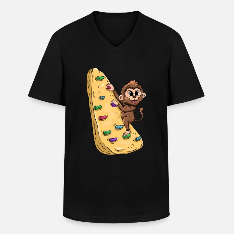Klettern Affe Bouldern - Männer-T-Shirt mit V-Ausschnitt - Schwarz