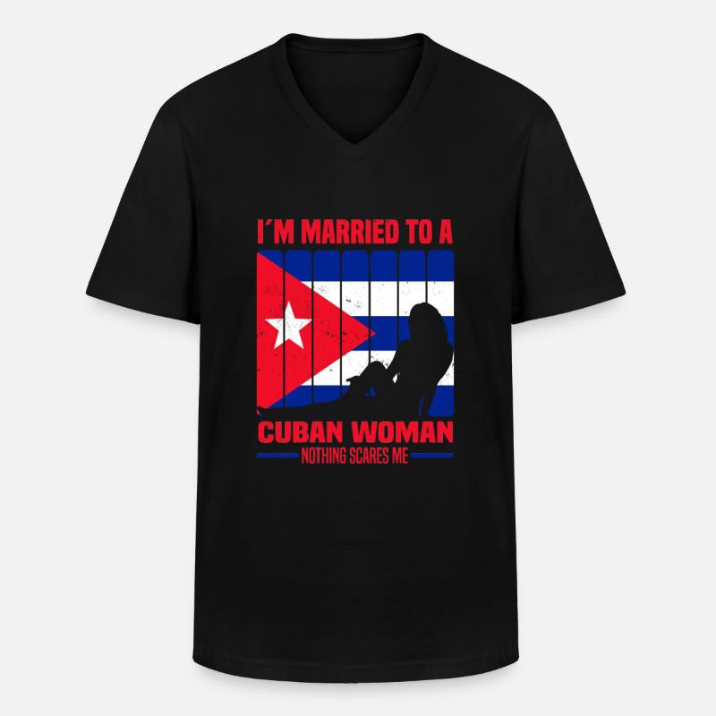 Kuba - Männer-T-Shirt mit V-Ausschnitt - Schwarz