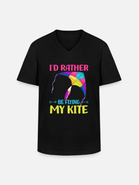 Kite flying - Men's V-Neck T-Shirt - black