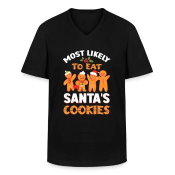 Santa Gingerbread - Lebkuchen man Design - Männer-T-Shirt mit V-Ausschnitt - Schwarz - Vorne - AI Model Male 178 dark (178cm)