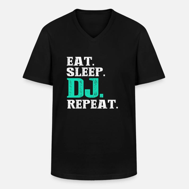 DJ - Männer-T-Shirt mit V-Ausschnitt - Schwarz