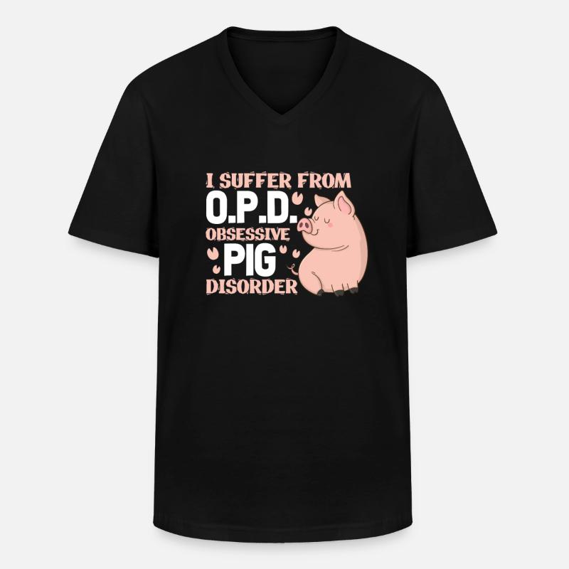 Cochon cochon cochon cochon - T-shirt col V Homme - noir