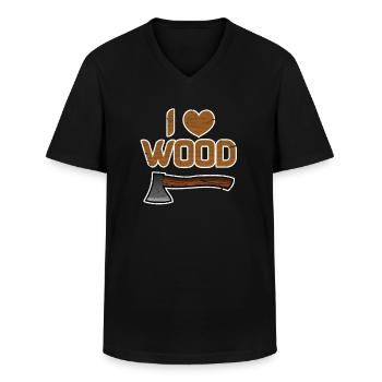 Holz - Männer-T-Shirt mit V-Ausschnitt - Schwarz - Vorne - AI Model Male 178 dark (178cm)