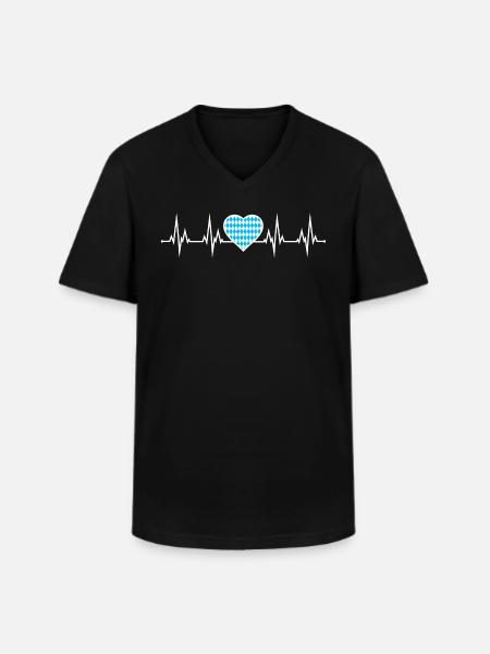 Bavaria Heartbeat ECG - Men's V-Neck T-Shirt - black