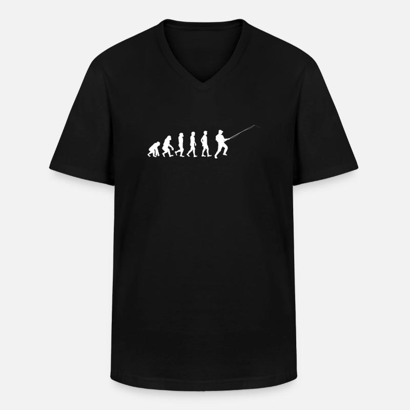 Evolution du pêcheur - T-shirt col V Homme - noir