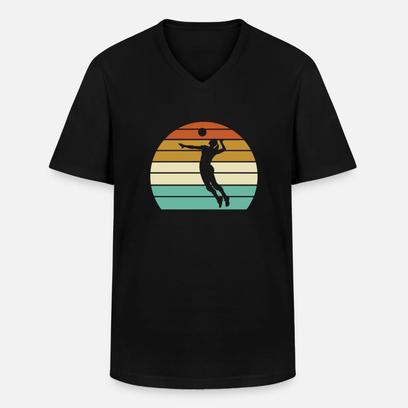 Volleyball Retro - Männer-T-Shirt mit V-Ausschnitt - Schwarz