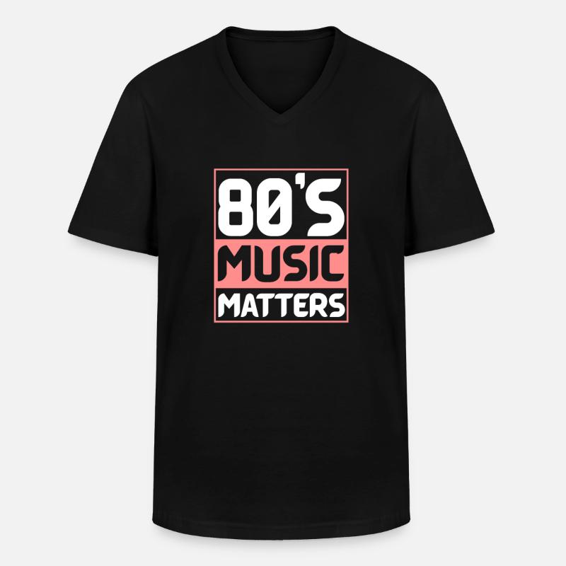 80er - Männer-T-Shirt mit V-Ausschnitt - Schwarz