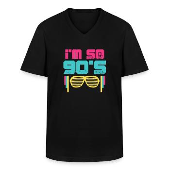 Années 90 - T-shirt col V Homme - noir - Devant - AI Model Male 178 dark (178cm)