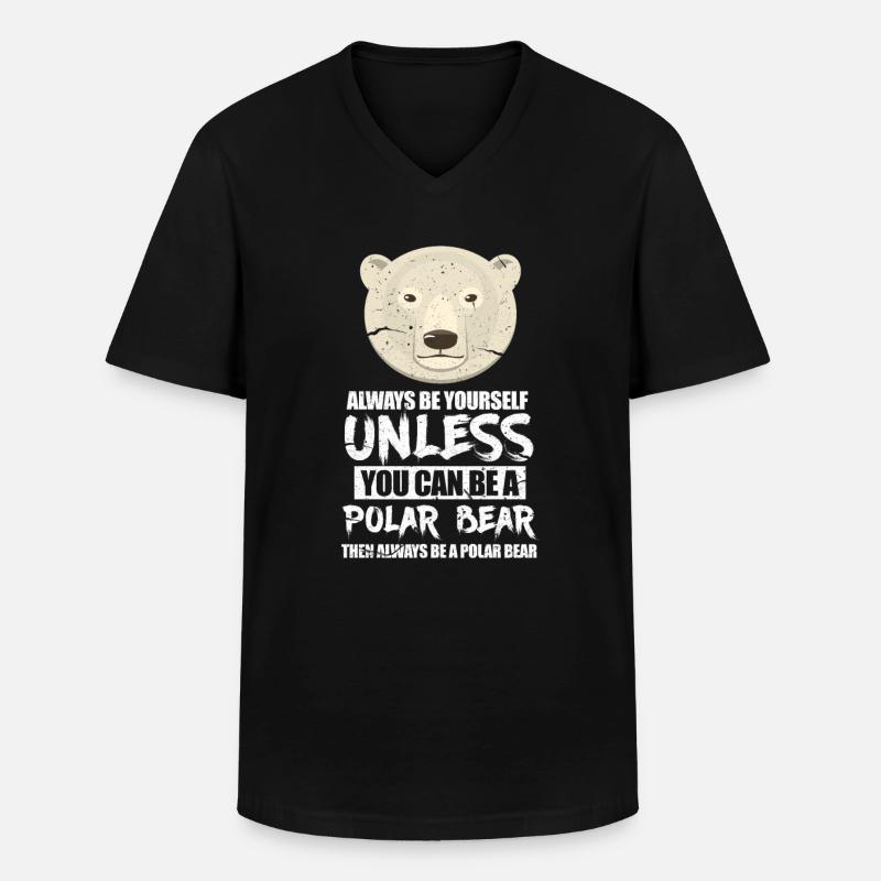 Eisbär - Männer-T-Shirt mit V-Ausschnitt - Schwarz