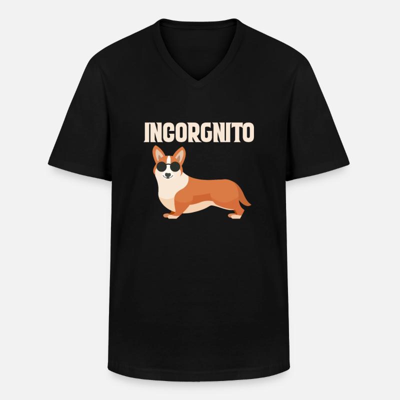 Corgi - Männer-T-Shirt mit V-Ausschnitt - Schwarz