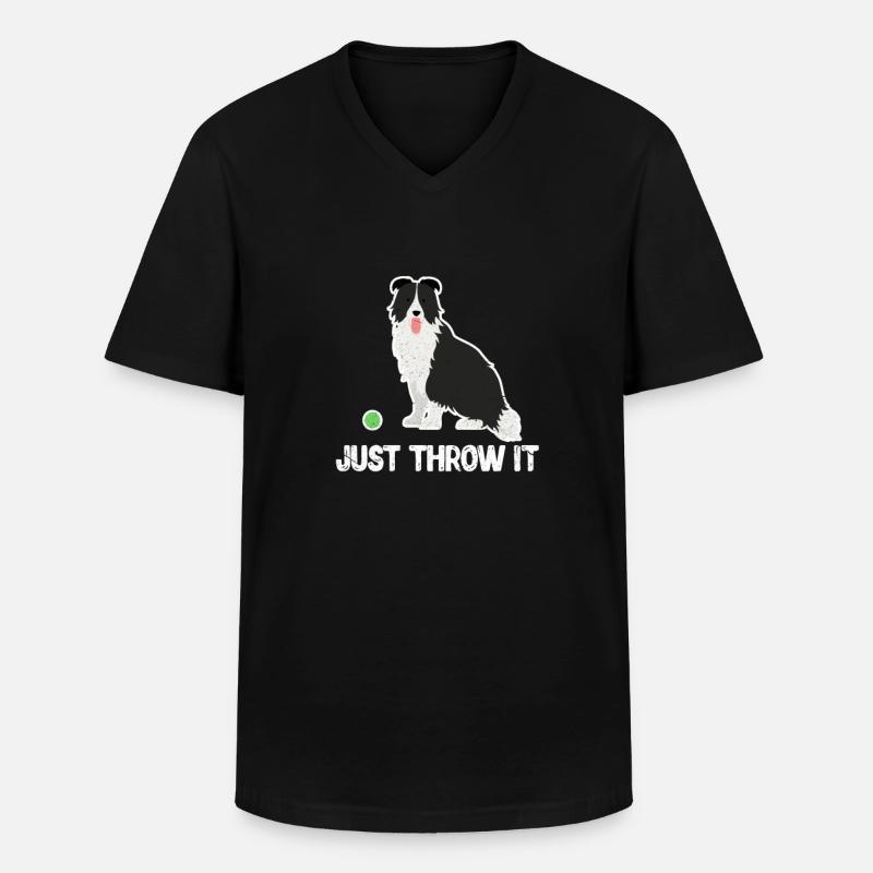 Border Collie - Männer-T-Shirt mit V-Ausschnitt - Schwarz