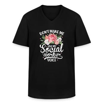 Assistant social Assistant social Éducateur social - T-shirt col V Homme - noir - Devant - AI Model Male 178 dark (178cm)