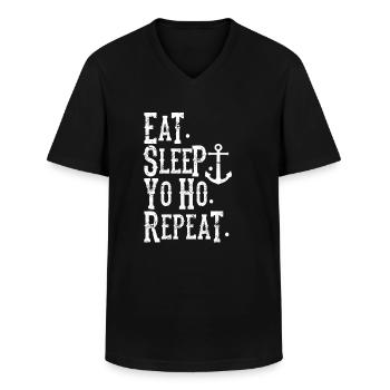 Pirate pirate pirate pirate piraterie - T-shirt col V Homme - noir - Devant - AI Model Male 178 dark (178cm)
