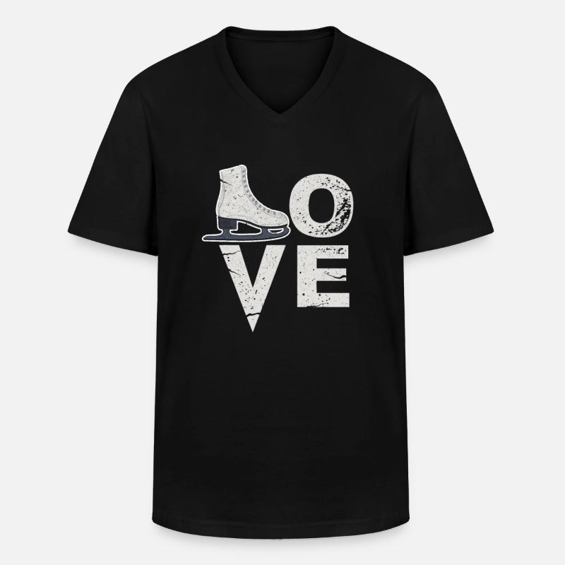 Eiskunstlauf - Männer-T-Shirt mit V-Ausschnitt - Schwarz