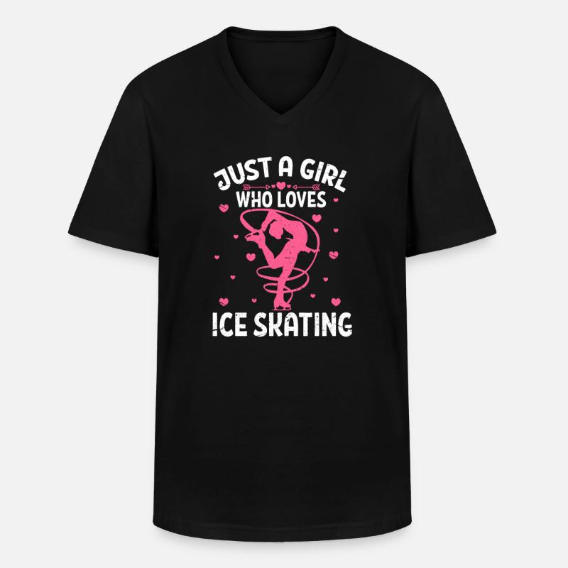 Eiskunstlauf - Männer-T-Shirt mit V-Ausschnitt - Schwarz