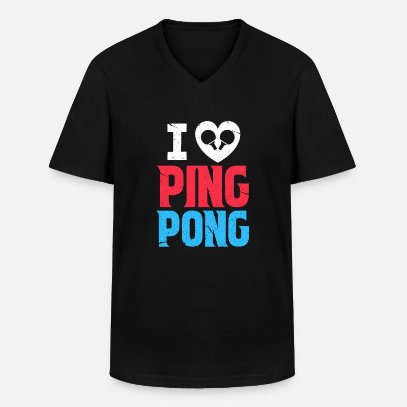 Pingpong - Männer-T-Shirt mit V-Ausschnitt - Schwarz