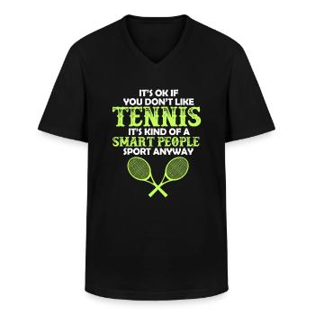 Tennis tennis Racchetta da tennis Campo da tennis - Maglietta da uomo classica con scollo a V - nero - Fronte - AI Model Male 178 dark (178cm)