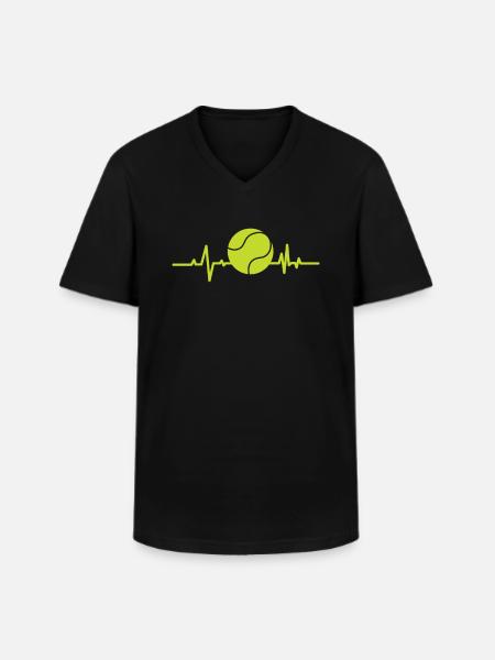 Tennis Herzschlag - Männer-T-Shirt mit V-Ausschnitt - Schwarz