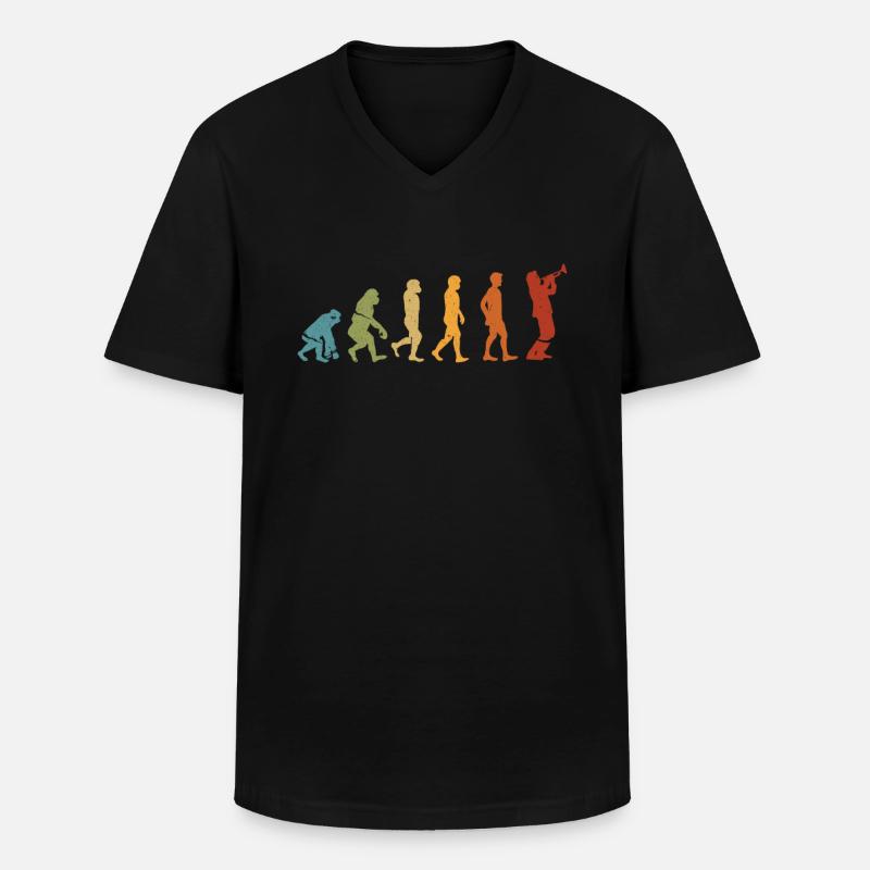 Trompete Evolution - Männer-T-Shirt mit V-Ausschnitt - Schwarz