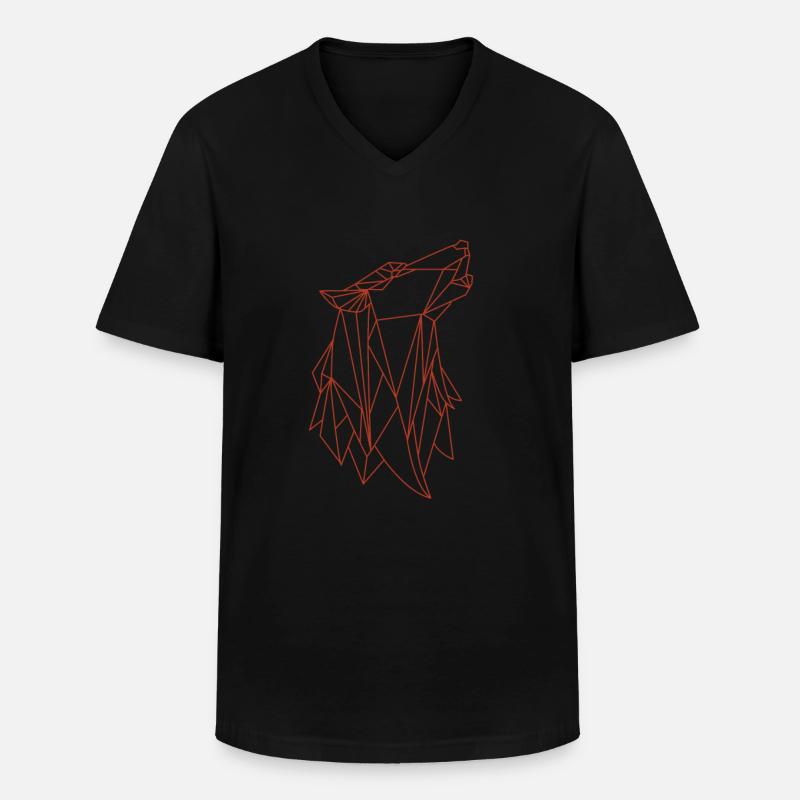Wolf - Männer-T-Shirt mit V-Ausschnitt - Schwarz