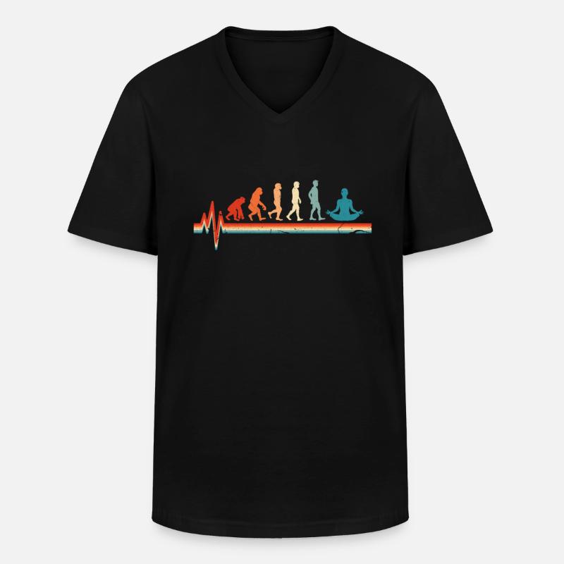 Yoga Evolution - Männer-T-Shirt mit V-Ausschnitt - Schwarz