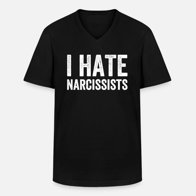 Ich hasse Narzissten - Männer-T-Shirt mit V-Ausschnitt - Schwarz