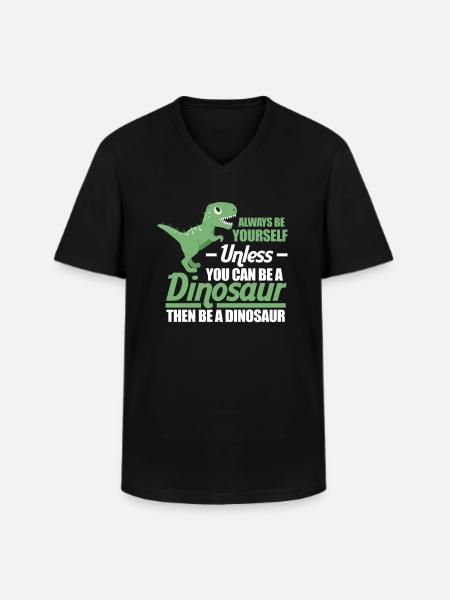 dinosaure - T-shirt col V Homme - noir