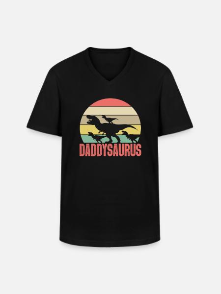 Dinosaur dino dad daddysaurus gift - Men's V-Neck T-Shirt - black
